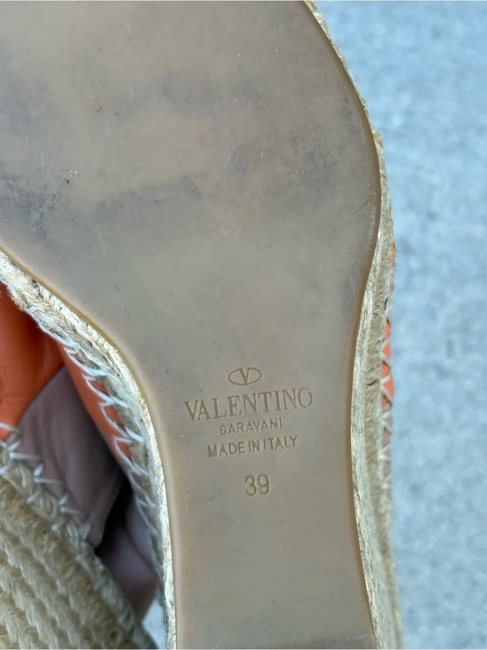 Valentino 1975 striped leather espadrille wedge sandals size 39